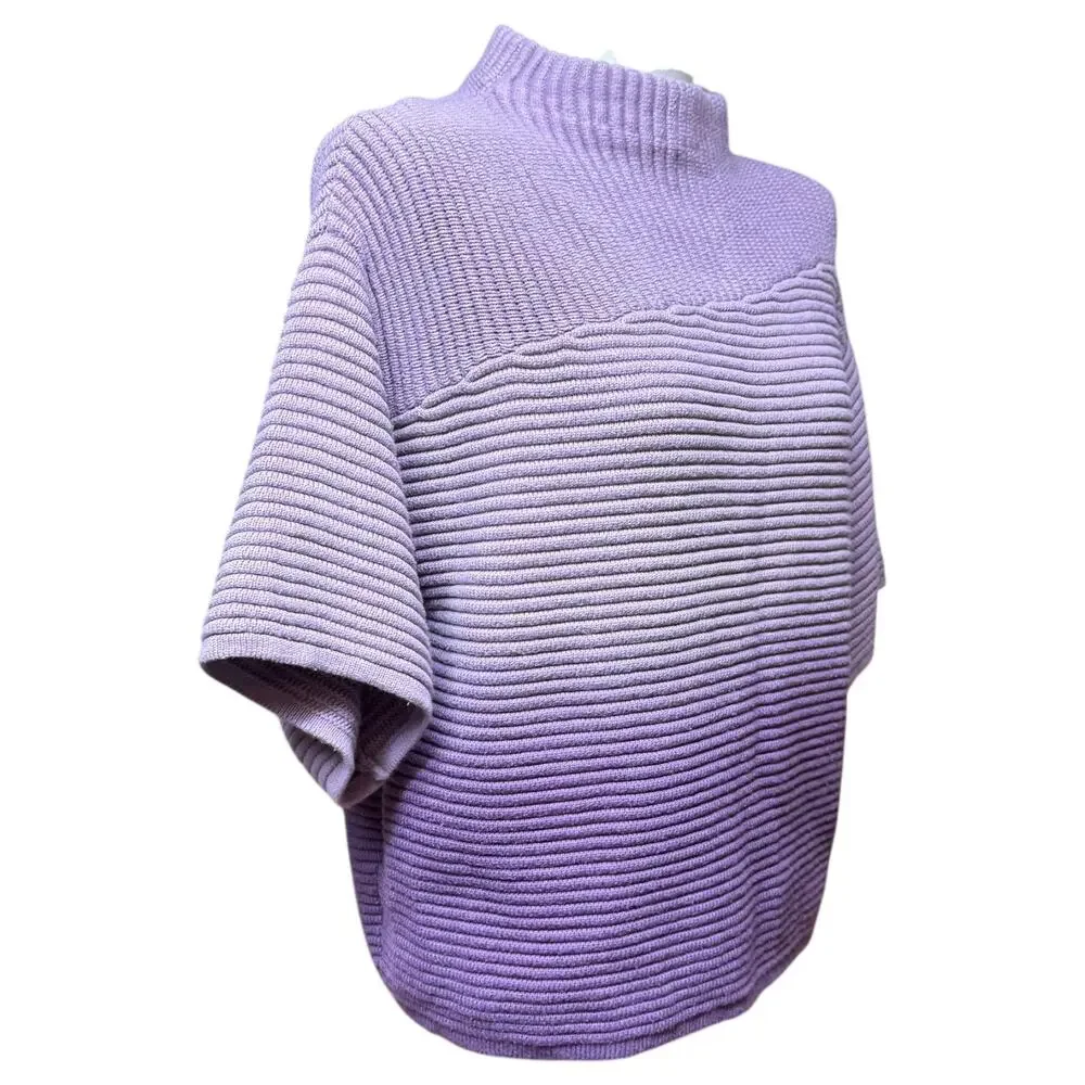 Chico's Short Sleeve Mock Neck Sweater Purple Ombre 1 / Medium
